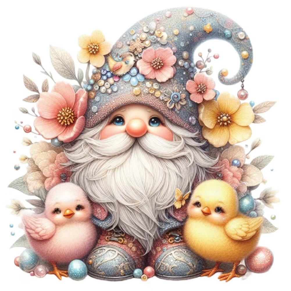 Beautiful Gnome And Chick - Full Round Drill Diamond Painting 30*30CM