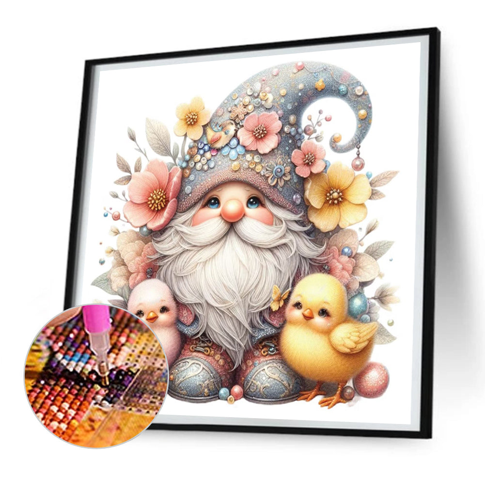 Beautiful Gnome And Chick - Full Round Drill Diamond Painting 30*30CM