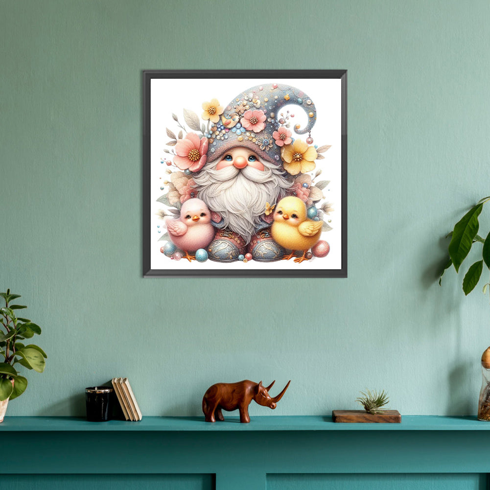 Beautiful Gnome And Chick - Full Round Drill Diamond Painting 30*30CM