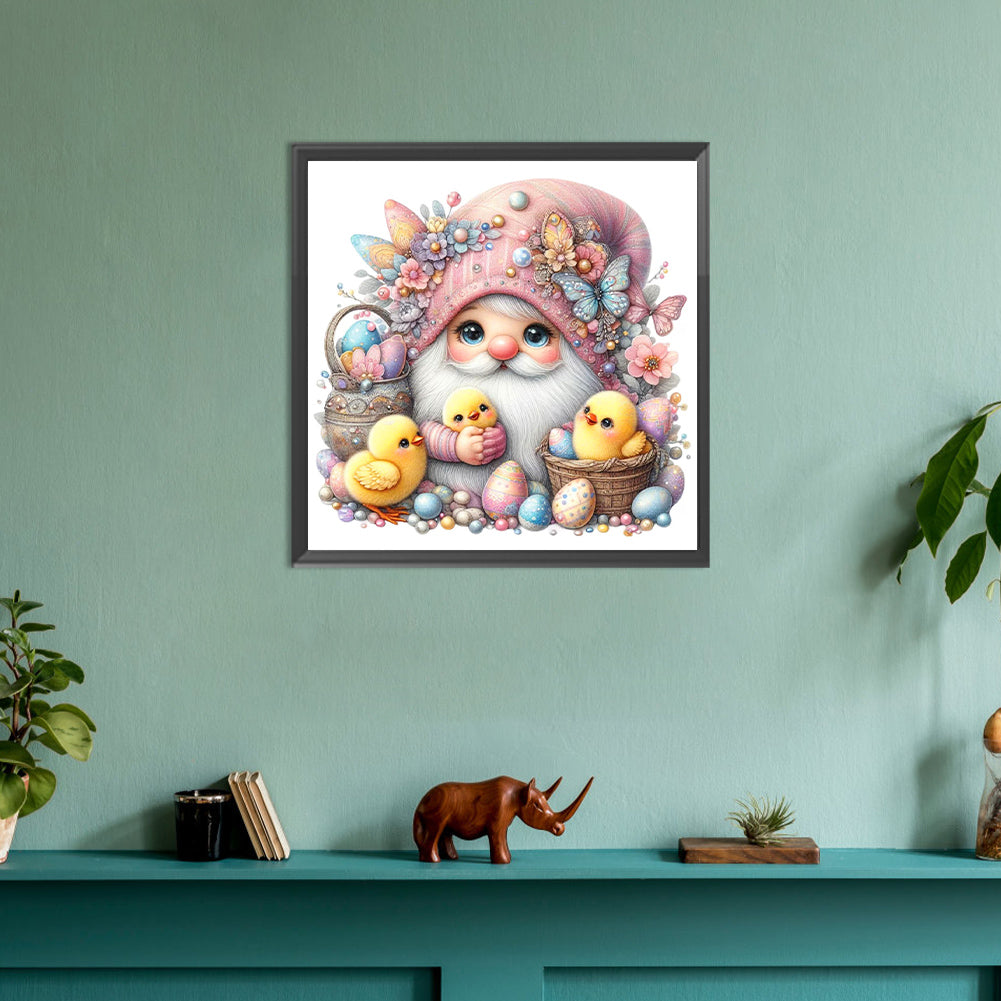 Beautiful Gnome And Chick - Full Round Drill Diamond Painting 30*30CM