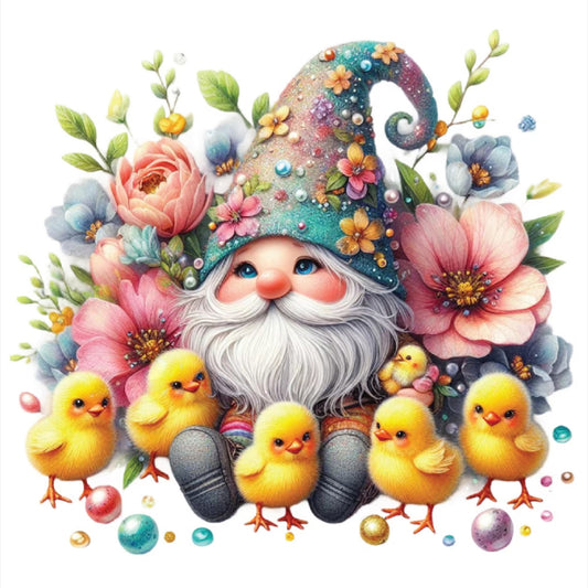 Beautiful Gnome And Chick - Full Round Drill Diamond Painting 30*30CM