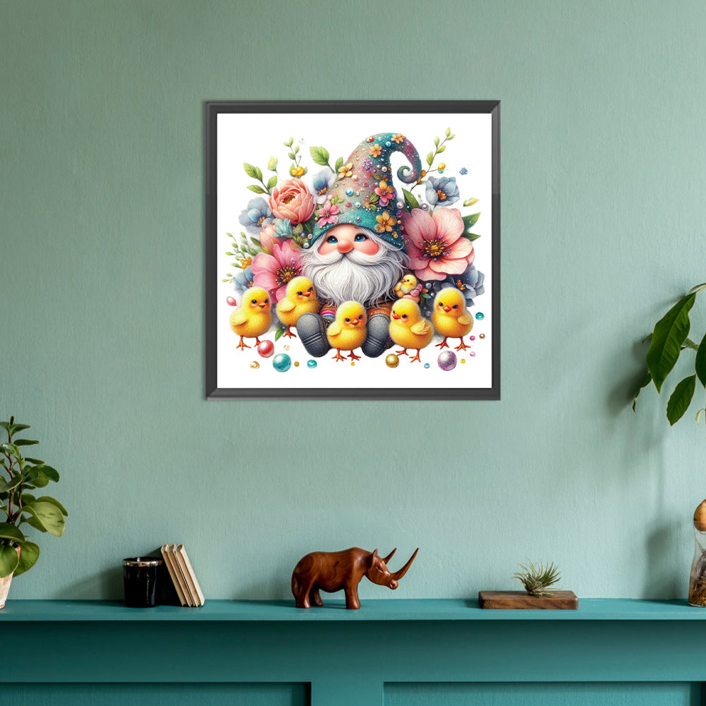 Beautiful Gnome And Chick - Full Round Drill Diamond Painting 30*30CM