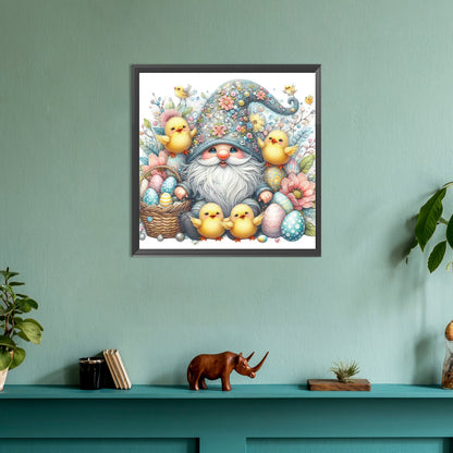 Beautiful Gnome And Chick - Full Round Drill Diamond Painting 30*30CM