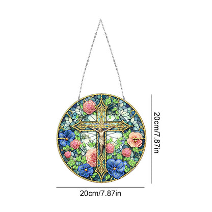 Sun Catcher 5D DIY Diamond Painting Dots Pendant for Office Decor (Jesus Cross)