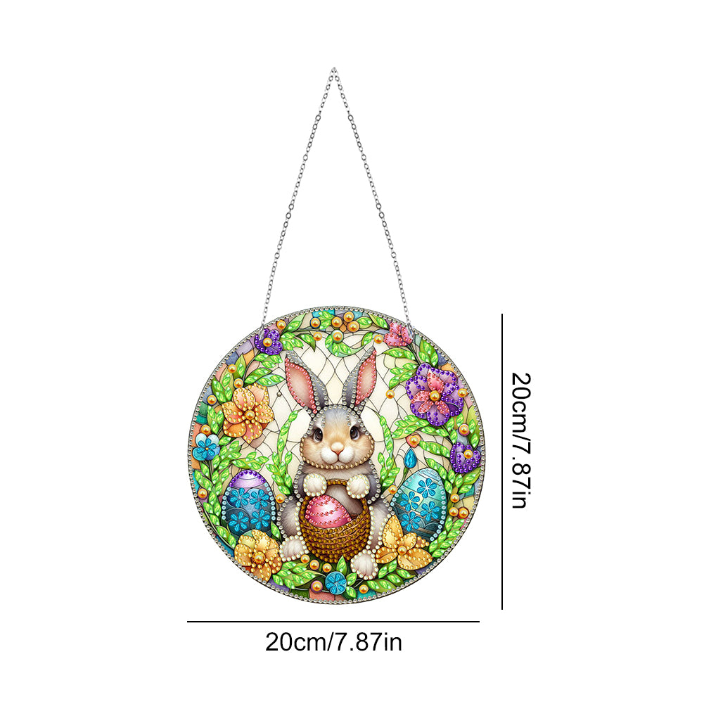 Sun Catcher 5D DIY Diamond Painting Dots Pendant for Office Decor (Flower Bunny)