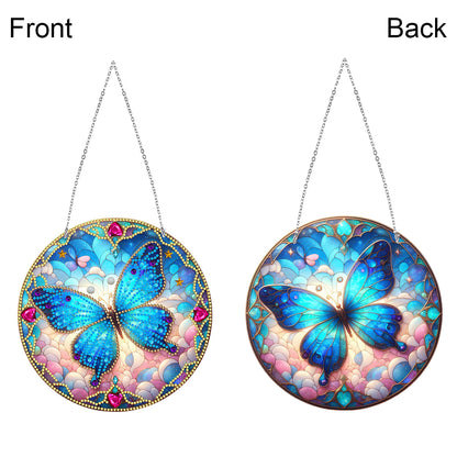 Sun Catcher 5D Diamond Painting Dots Pendant for Office Decor (Blue Butterfly)