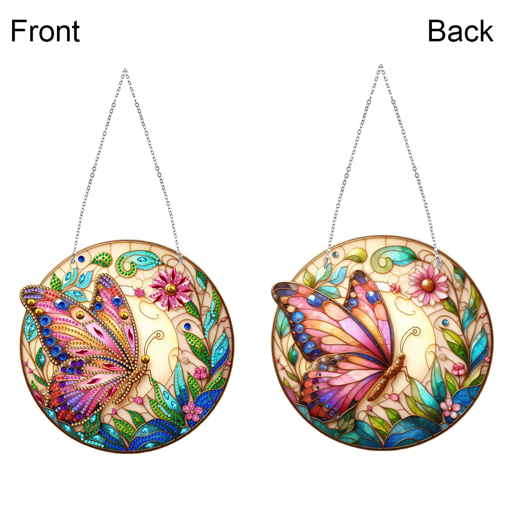 Sun Catcher 5D Diamond Painting Dots Pendant for Office Decor (Butterfly KJ0104)