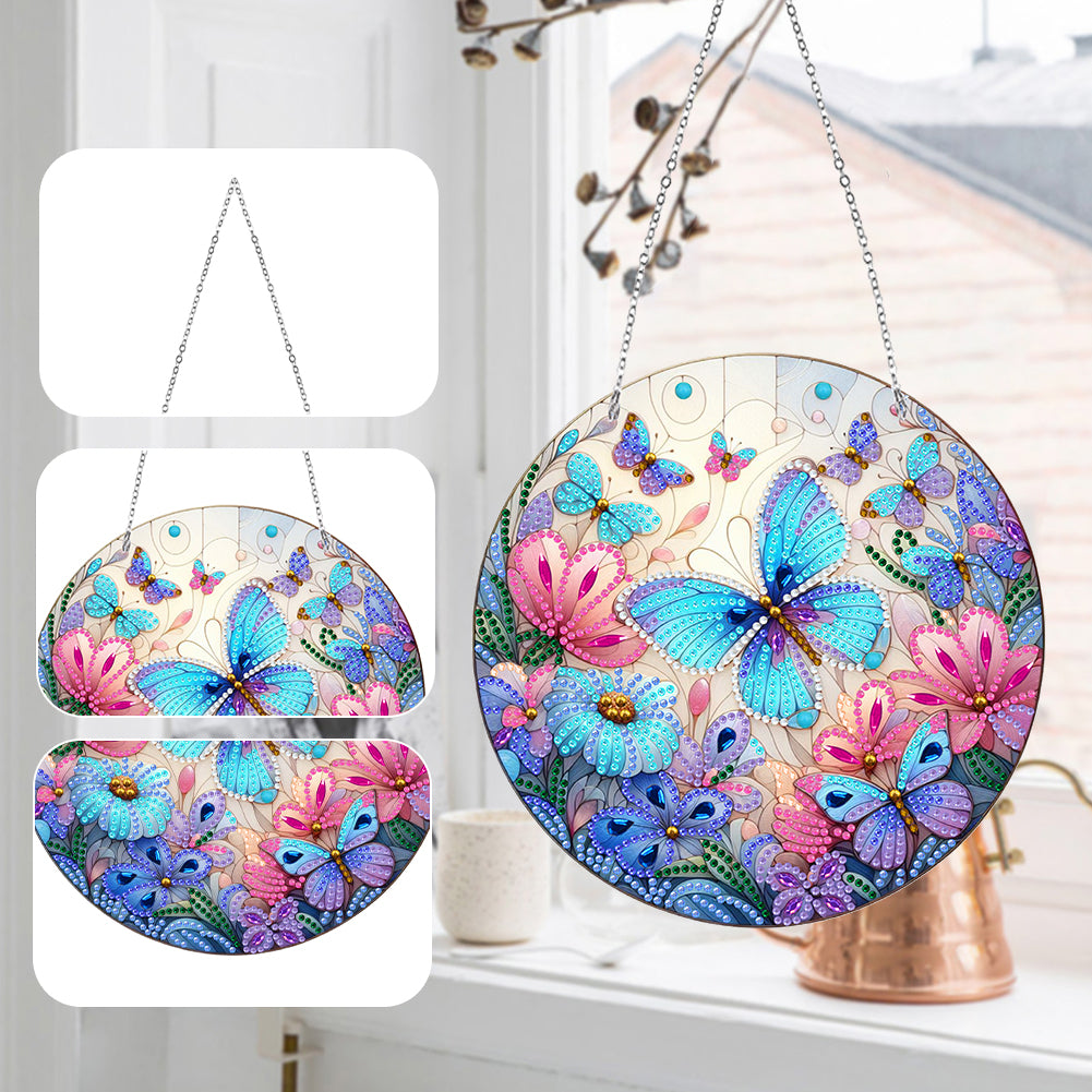 Sun Catcher 5D Diamond Painting Dots Pendant for Office Decor (Butterfly KJ0105)