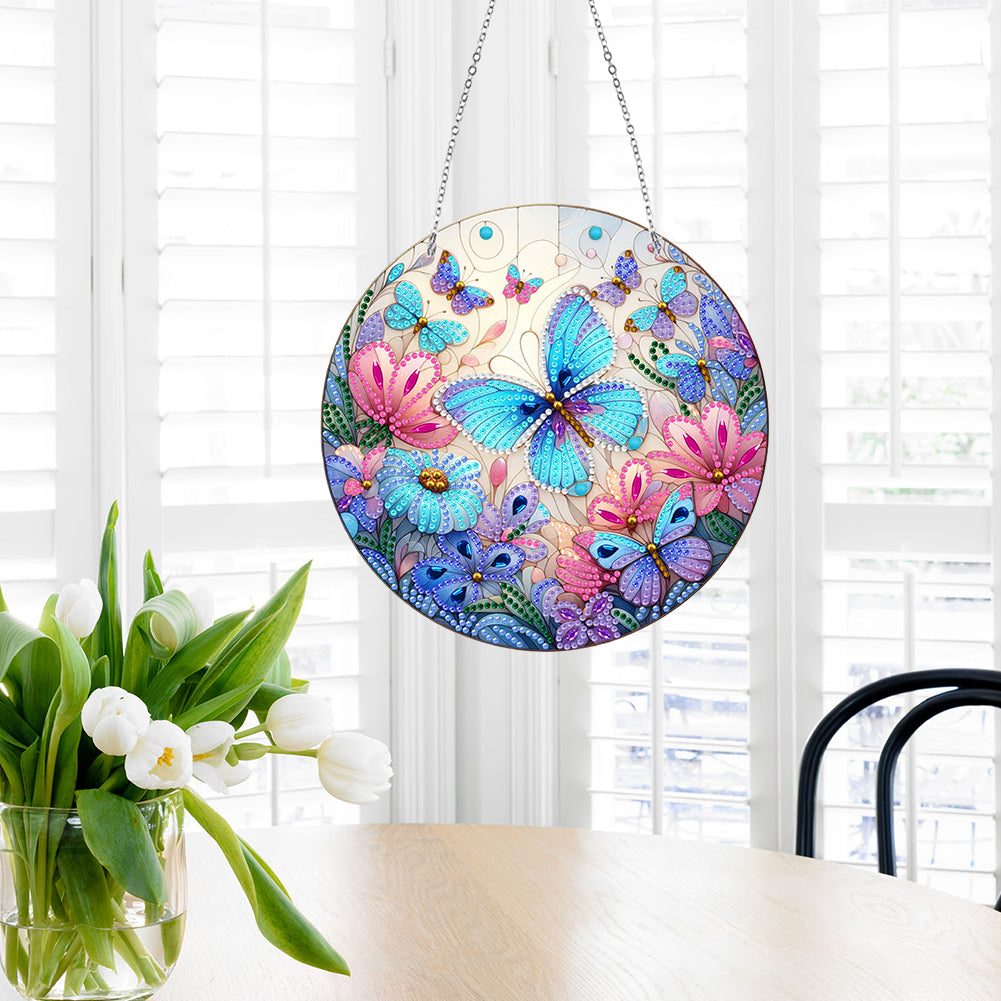 Sun Catcher 5D Diamond Painting Dots Pendant for Office Decor (Butterfly KJ0105)