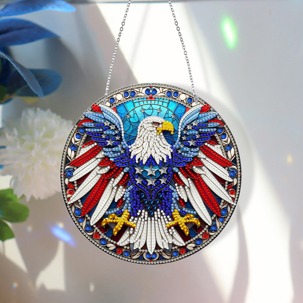 Sun Catcher Diamond Painting Dot Pendant for Office Decor (American EagleKJ0108)