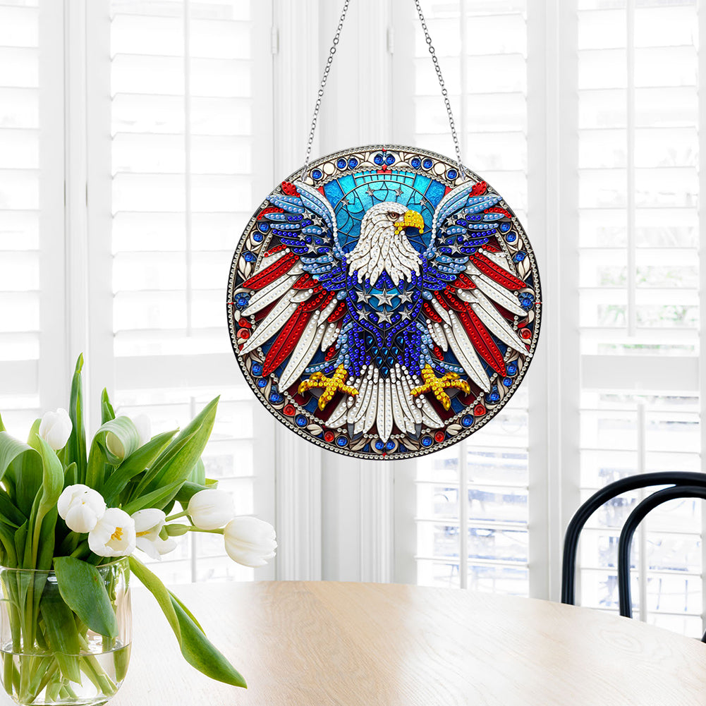 Sun Catcher Diamond Painting Dot Pendant for Office Decor (American EagleKJ0108)