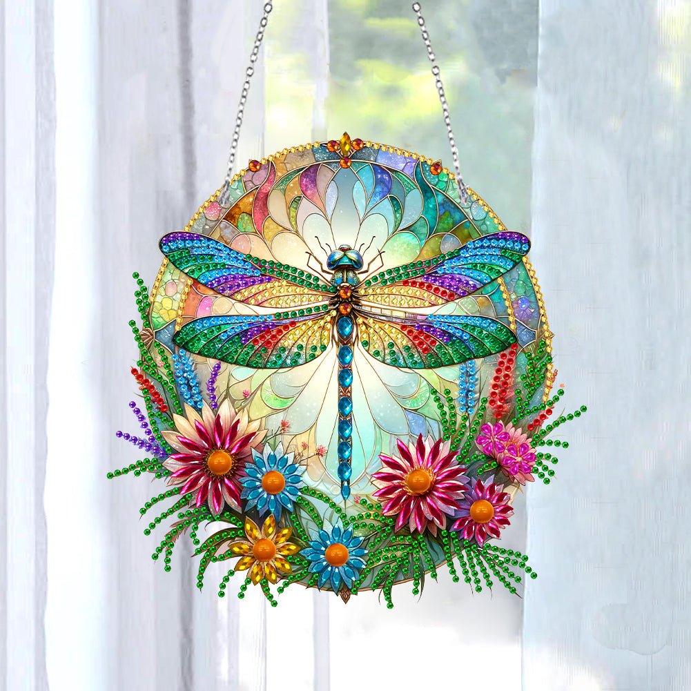 Sun Catcher Diamond Painting Dot Pendant for Office Decor (Dragonfly KJ0110)