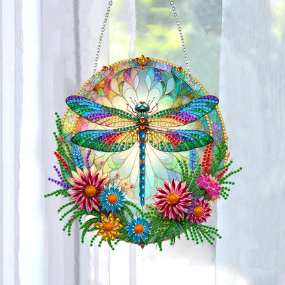 Sun Catcher Diamond Painting Dot Pendant for Office Decor (Dragonfly KJ0110)