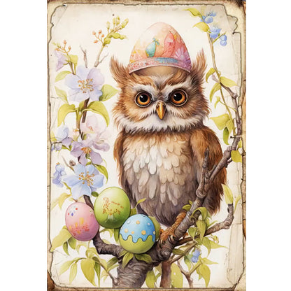 Retro Poster-Easter Egg Owl - 11CT Stamped Cross Stitch 40*60CM