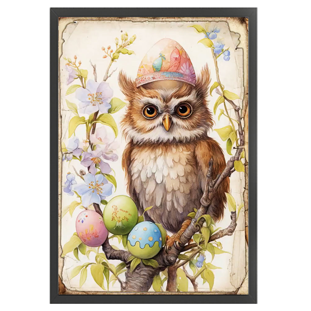 Retro Poster-Easter Egg Owl - 11CT Stamped Cross Stitch 40*60CM