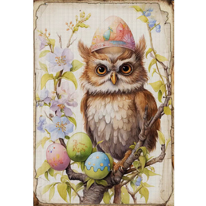 Retro Poster-Easter Egg Owl - 11CT Stamped Cross Stitch 40*60CM