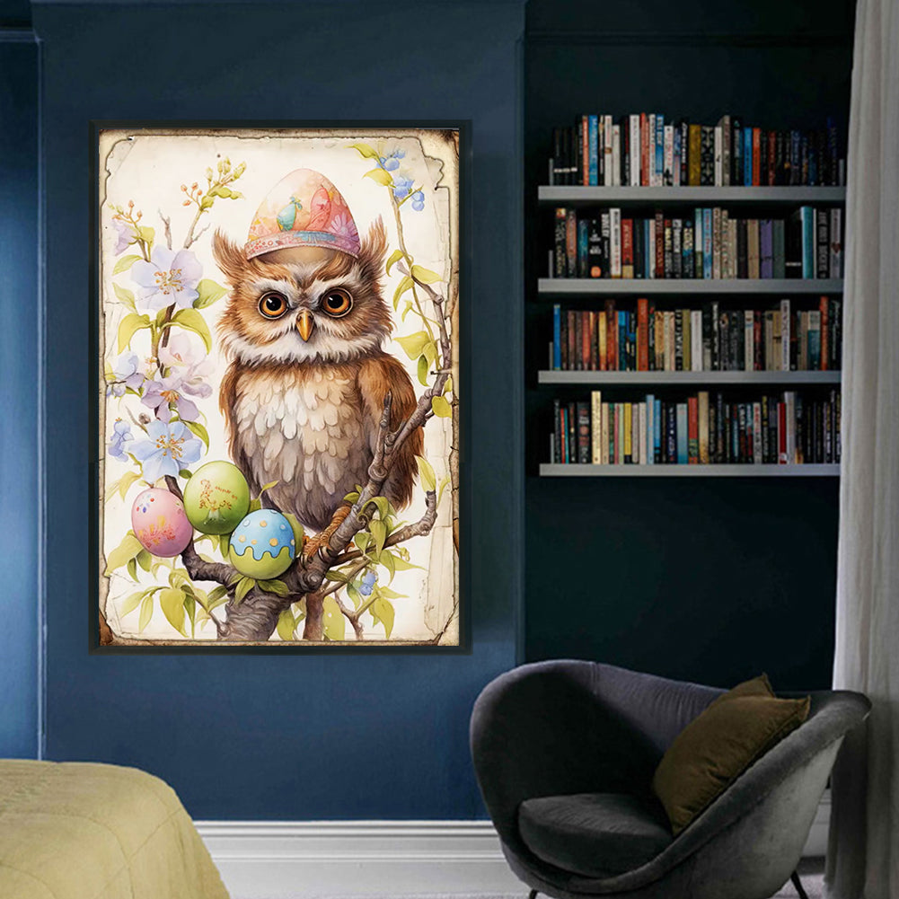 Retro Poster-Easter Egg Owl - 11CT Stamped Cross Stitch 40*60CM