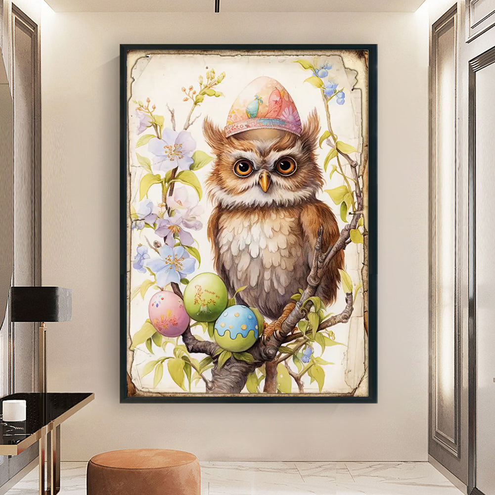 Retro Poster-Easter Egg Owl - 11CT Stamped Cross Stitch 40*60CM