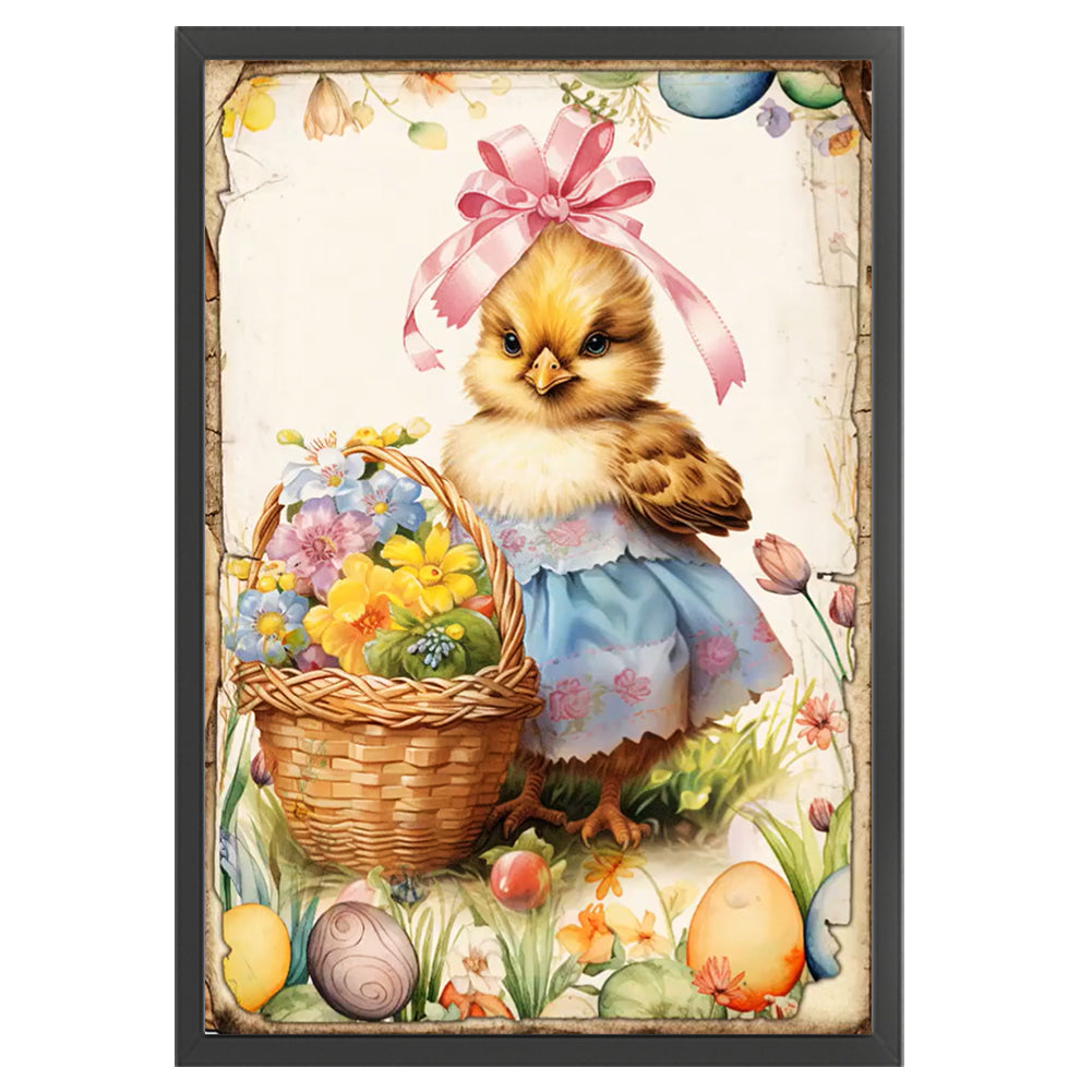 Retro Poster-Easter Egg Chick - 11CT Stamped Cross Stitch 40*60CM