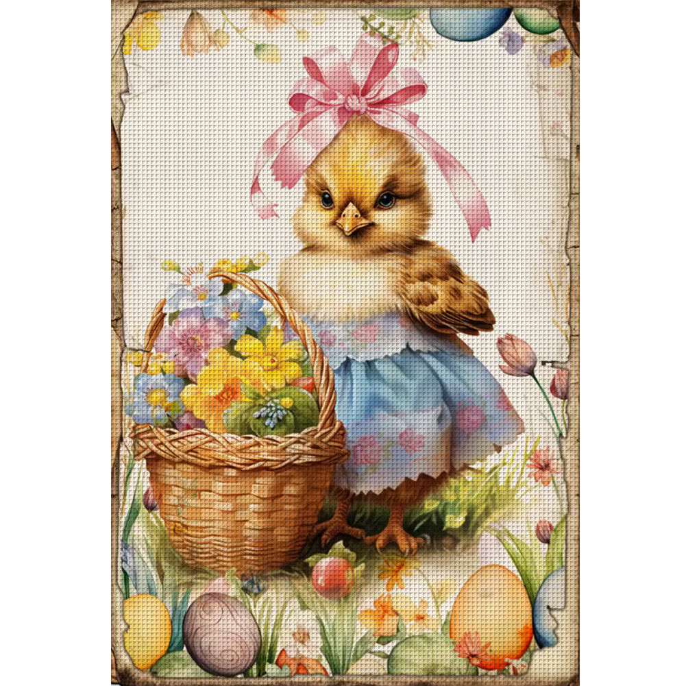 Retro Poster-Easter Egg Chick - 11CT Stamped Cross Stitch 40*60CM