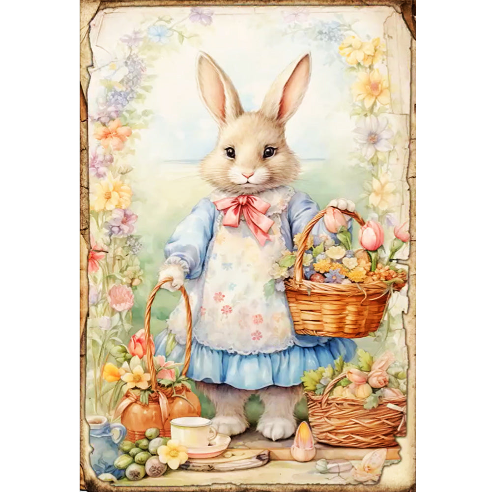 Retro Poster-Easter Egg Bunny - 11CT Stamped Cross Stitch 40*60CM