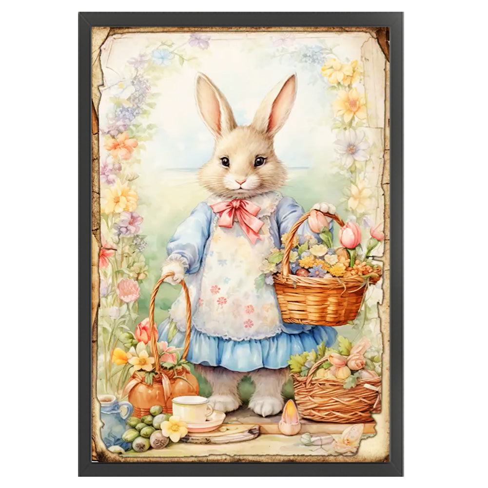 Retro Poster-Easter Egg Bunny - 11CT Stamped Cross Stitch 40*60CM