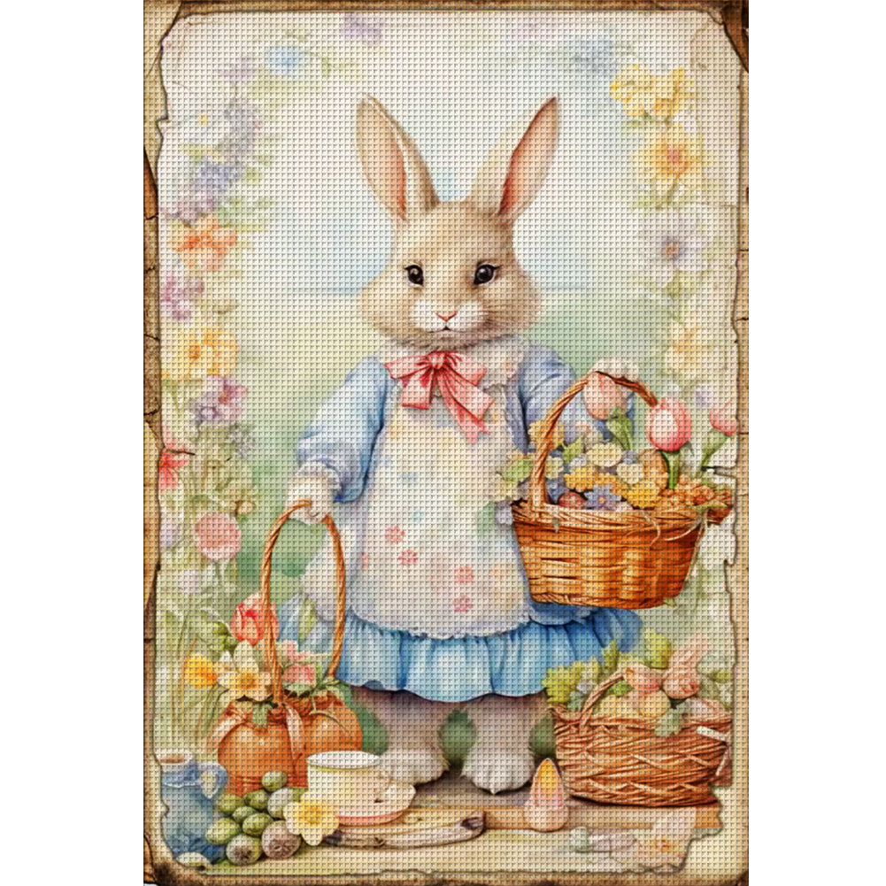 Retro Poster-Easter Egg Bunny - 11CT Stamped Cross Stitch 40*60CM