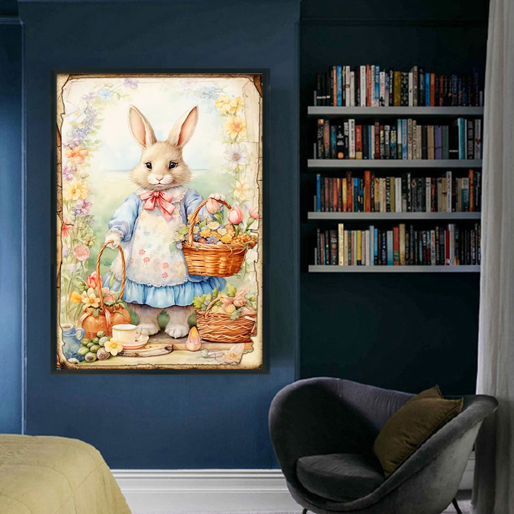 Retro Poster-Easter Egg Bunny - 11CT Stamped Cross Stitch 40*60CM