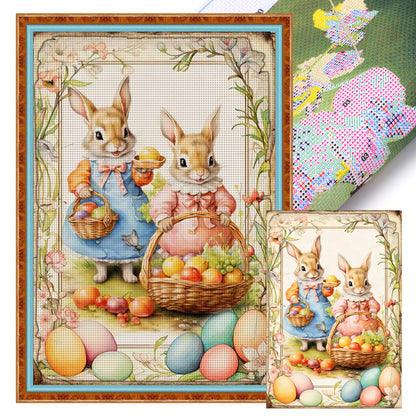 Retro Poster-Easter Egg Bunny - 11CT Stamped Cross Stitch 40*60CM