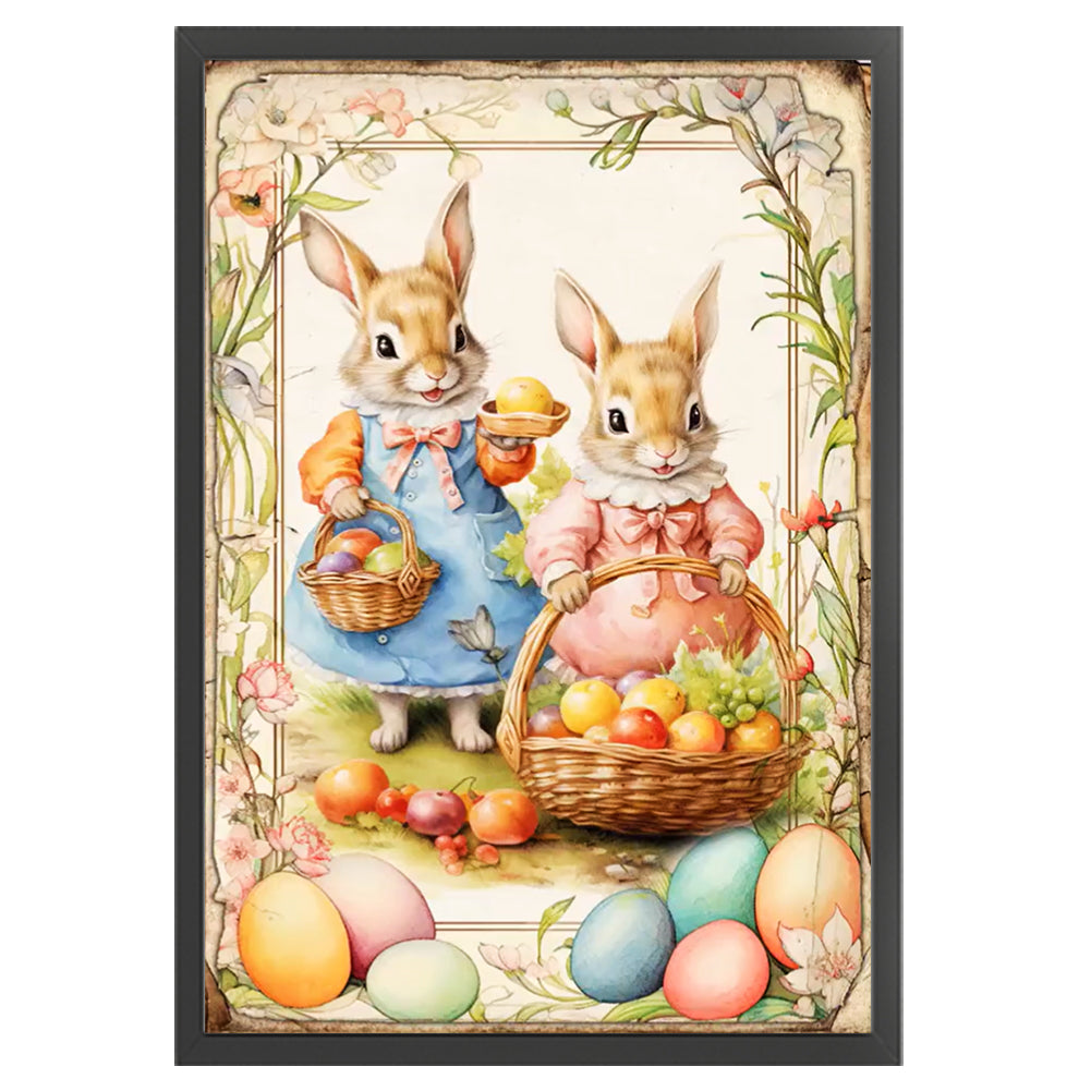 Retro Poster-Easter Egg Bunny - 11CT Stamped Cross Stitch 40*60CM