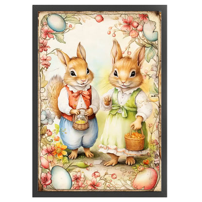 Retro Poster - Easter Egg Squirrel - 11CT Stamped Cross Stitch 40*60CM