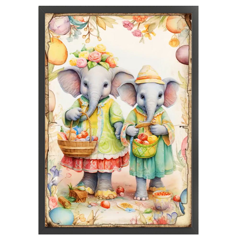 Retro Poster-Easter Egg Elephant - 11CT Stamped Cross Stitch 40*60CM