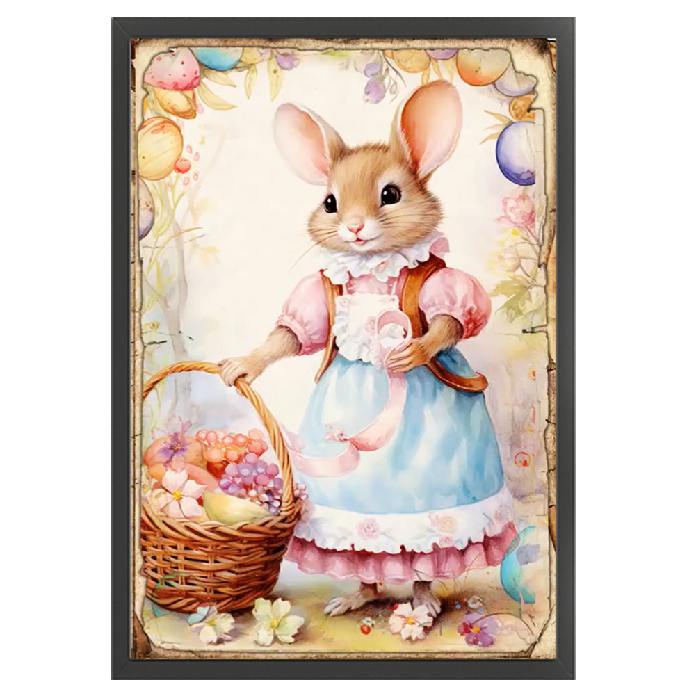 Retro Poster-Easter Egg Mouse - 11CT Stamped Cross Stitch 40*60CM