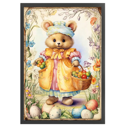 Retro Poster-Easter Egg Brown Bear - 11CT Stamped Cross Stitch 40*60CM