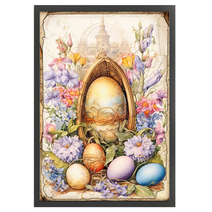 Retro Poster-Flowers And Easter Eggs - 11CT Stamped Cross Stitch 40*60CM