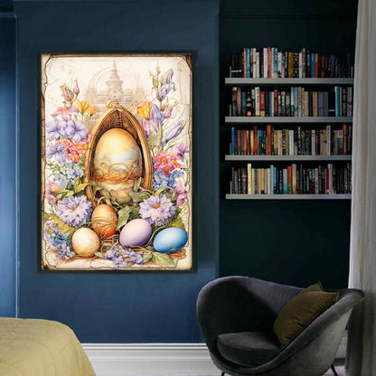 Retro Poster-Flowers And Easter Eggs - 11CT Stamped Cross Stitch 40*60CM