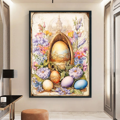 Retro Poster-Flowers And Easter Eggs - 11CT Stamped Cross Stitch 40*60CM