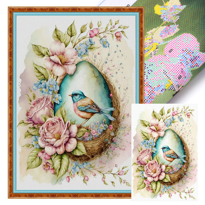 Retro Poster-Flowers And Easter Eggs - 11CT Stamped Cross Stitch 40*60CM