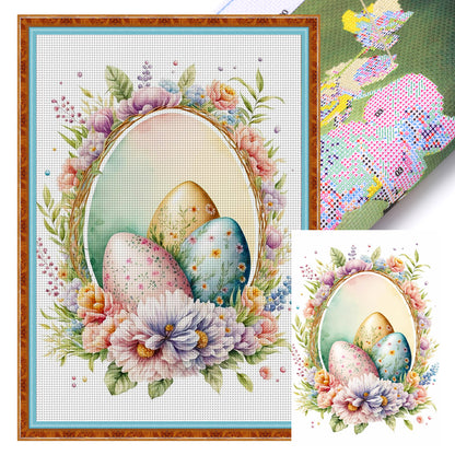 Retro Poster-Flowers And Easter Eggs - 11CT Stamped Cross Stitch 40*60CM