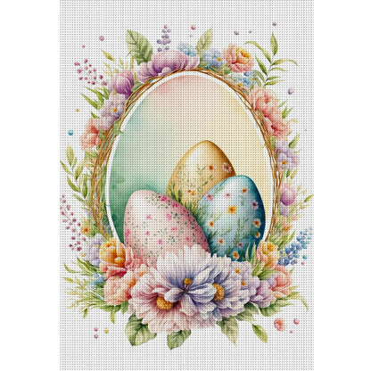 Retro Poster-Flowers And Easter Eggs - 11CT Stamped Cross Stitch 40*60CM