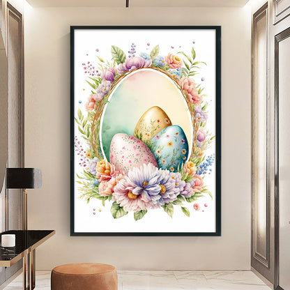 Retro Poster-Flowers And Easter Eggs - 11CT Stamped Cross Stitch 40*60CM