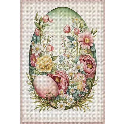 Retro Poster-Flowers And Easter Eggs - 11CT Stamped Cross Stitch 40*60CM