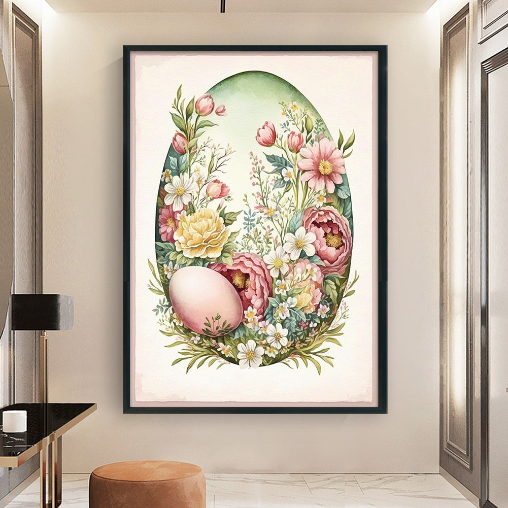 Retro Poster-Flowers And Easter Eggs - 11CT Stamped Cross Stitch 40*60CM