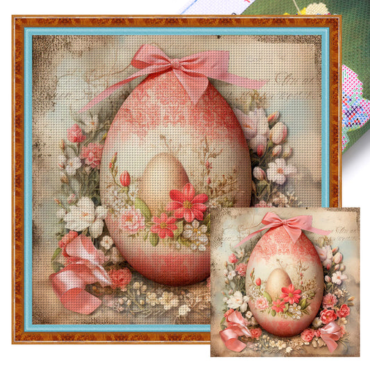 Easter Flowers And Eggs - 11CT Stamped Cross Stitch 45*45CM