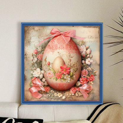 Easter Flowers And Eggs - 11CT Stamped Cross Stitch 45*45CM
