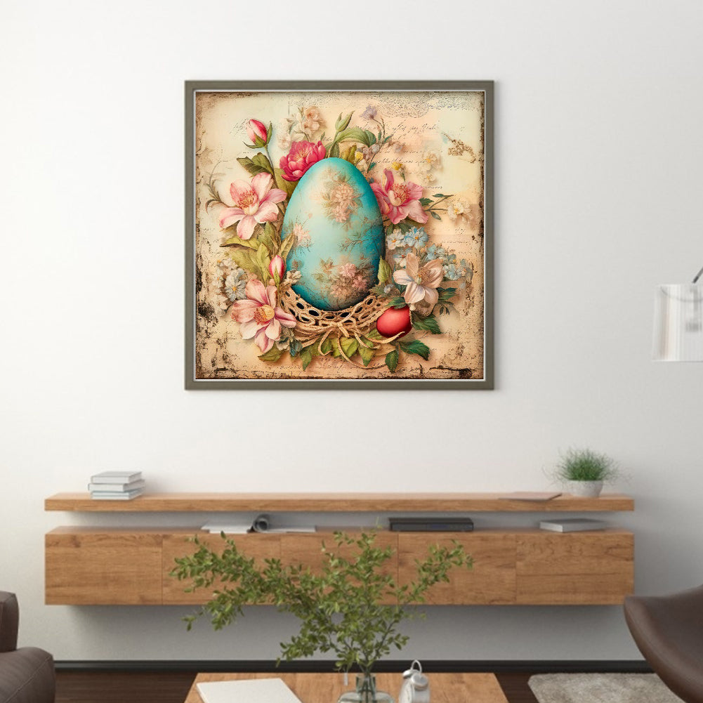 Easter Flowers And Eggs - 11CT Stamped Cross Stitch 45*45CM