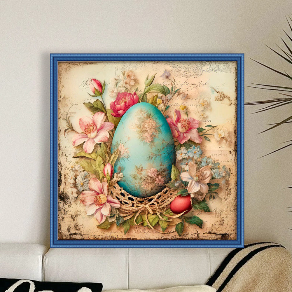 Easter Flowers And Eggs - 11CT Stamped Cross Stitch 45*45CM