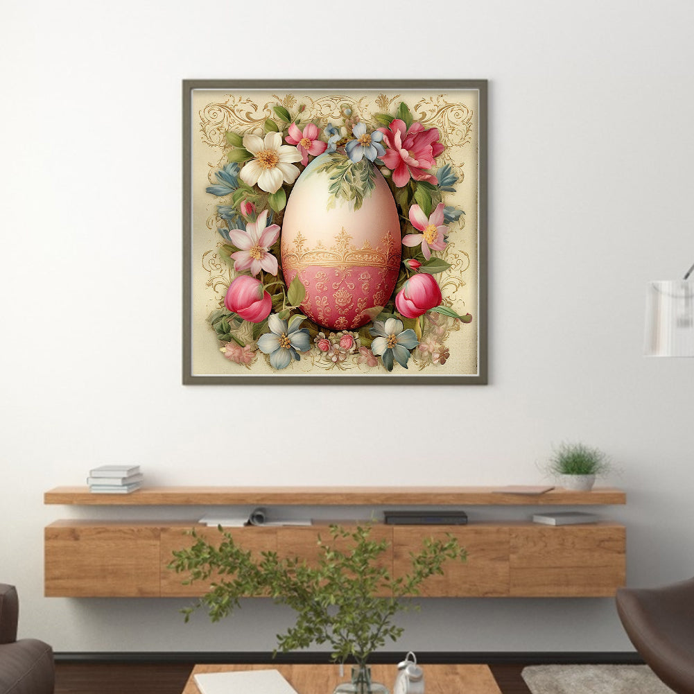 Easter Flowers And Eggs - 11CT Stamped Cross Stitch 45*45CM