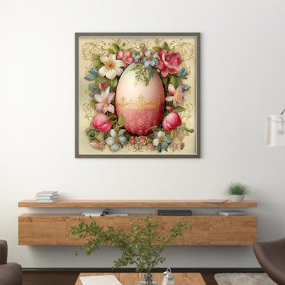 Easter Flowers And Eggs - 11CT Stamped Cross Stitch 45*45CM