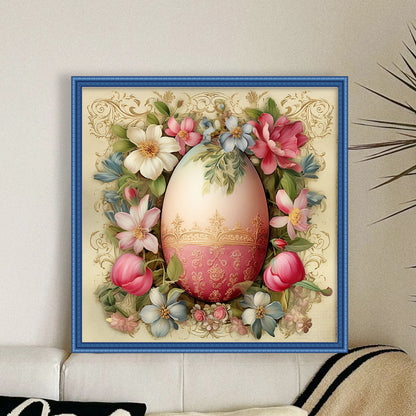 Easter Flowers And Eggs - 11CT Stamped Cross Stitch 45*45CM